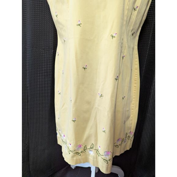 SAG HARBOR! BUTTER YELLOW COTTON+ W/ FLOWERS- PINK, WHITE, GREEN, DRESS! SZ 14P - Picture 4 of 8